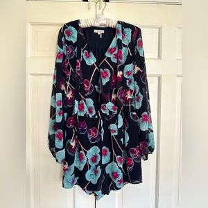 1 State long sheer sleeve romper. Size medium